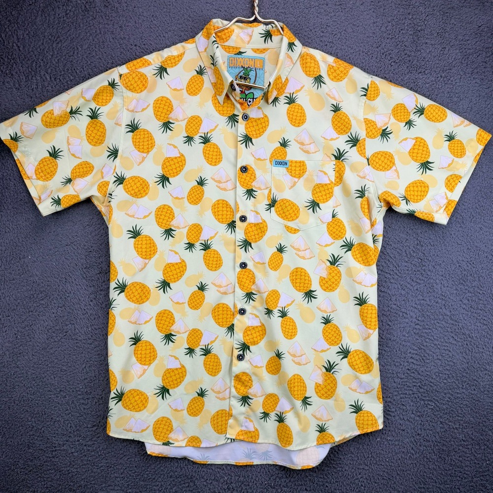 Dixxon Flannel Co Social Club Mens Large Pineapple Print Short Sleeve Shirt
